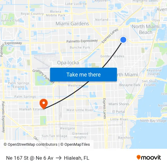 Ne 167 St @ Ne 6 Av to Hialeah, FL map