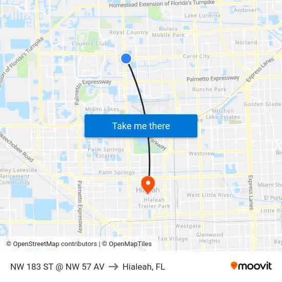 Nw 183 St @ Nw 57 Av to Hialeah, FL map