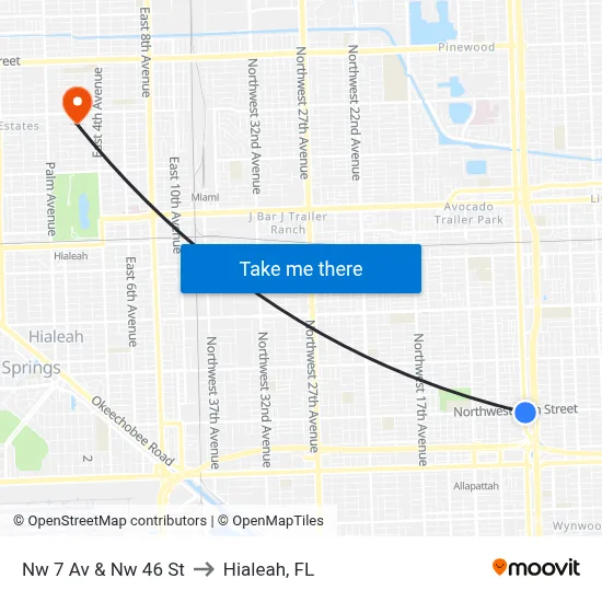 Nw 7 Av & Nw 46 St to Hialeah, FL map