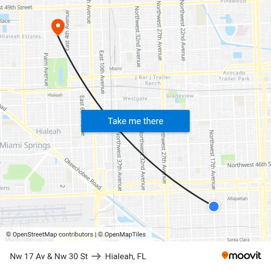 Nw 17 Av & Nw 30 St to Hialeah, FL map
