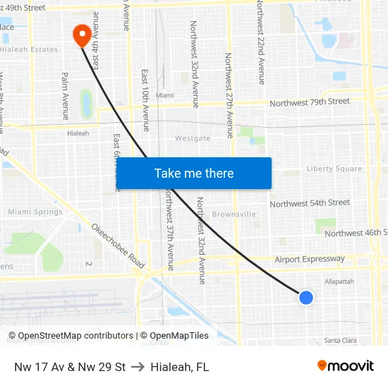 Nw 17 Av & Nw 29 St to Hialeah, FL map
