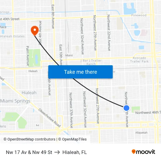 Nw 17 Av & Nw 49 St to Hialeah, FL map