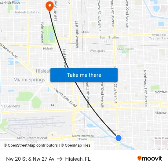 Nw 20 St & Nw 27 Av to Hialeah, FL map