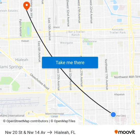 Nw 20 St & Nw 14 Av to Hialeah, FL map
