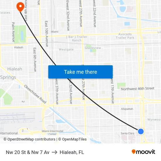Nw 20 St & Nw 7 Av to Hialeah, FL map