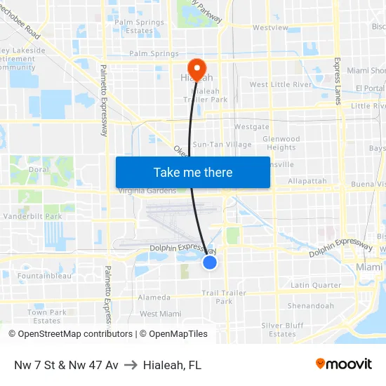 Nw 7 St & Nw 47 Av to Hialeah, FL map