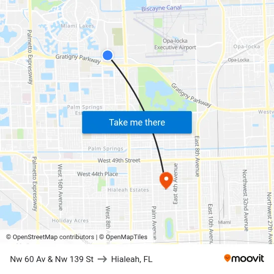 Nw 60 Av & Nw 139 St to Hialeah, FL map