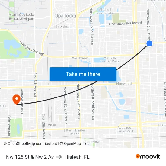 Nw 125 St & Nw 2 Av to Hialeah, FL map