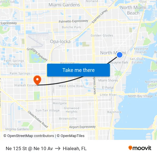 Ne 125 St @ Ne 10 Av to Hialeah, FL map