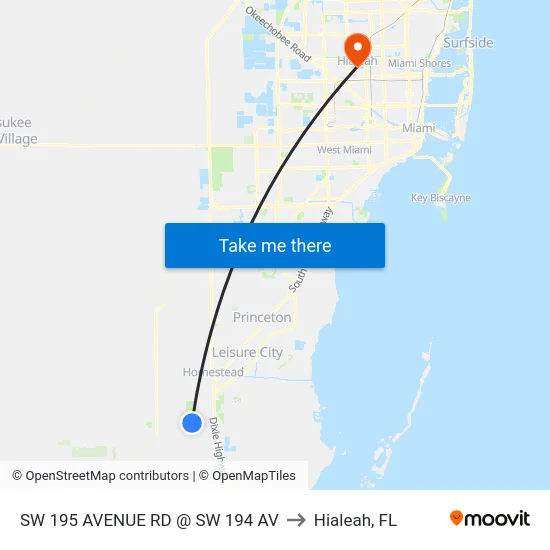 Sw 195 Avenue Rd @ Sw 194 Av to Hialeah, FL map