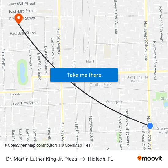 Dr. Martin Luther King Jr. Plaza to Hialeah, FL map