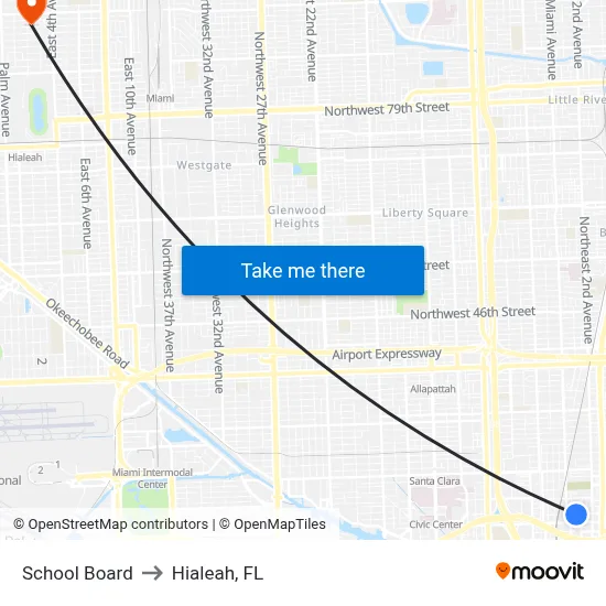 School Board to Hialeah, FL map