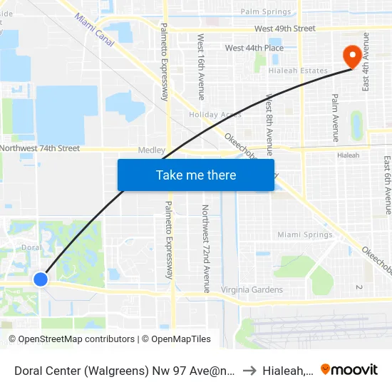Doral Center (Walgreens) Nw 97 Ave@nw 41 St to Hialeah, FL map