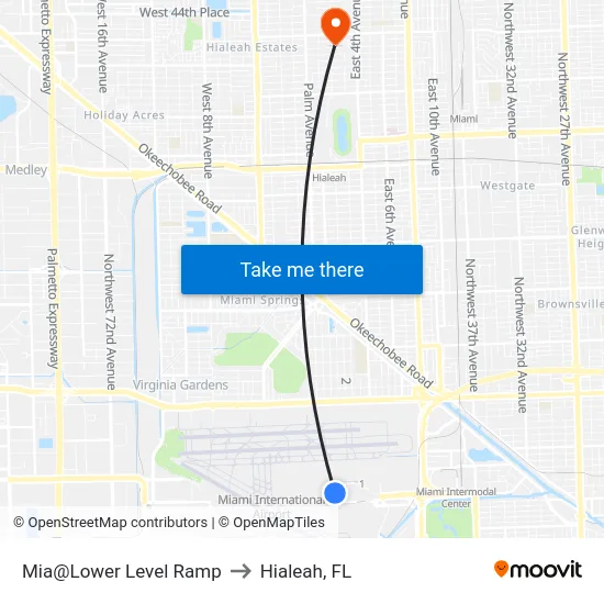Mia@Lower Level Ramp to Hialeah, FL map