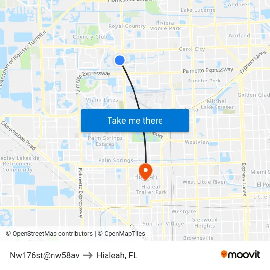 Nw176st@nw58av to Hialeah, FL map
