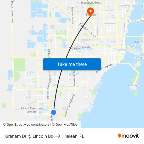 Graham Dr @ Lincoln Bd to Hialeah, FL map