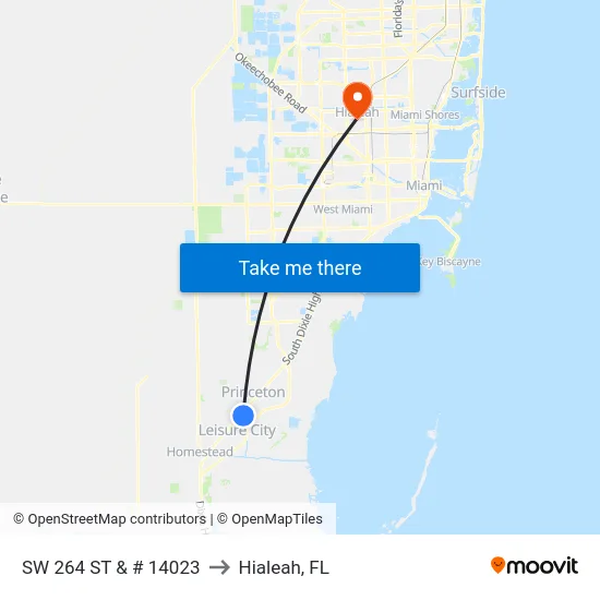 Sw 264 St & # 14023 to Hialeah, FL map