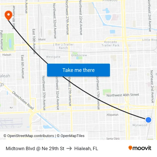 Midtown Blvd @ Ne 29th St to Hialeah, FL map