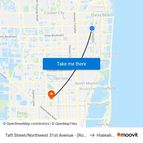 Taft Street/Northwest 31st Avenue - (Rotary Park) to Hialeah, FL map