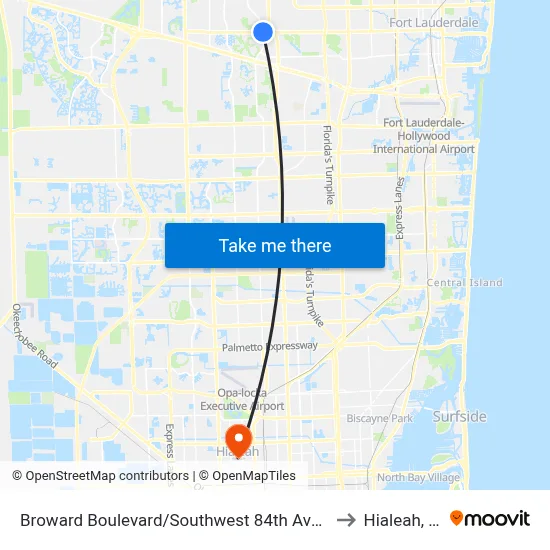 Broward Boulevard/Southwest 84th Avenue to Hialeah, FL map