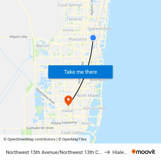 Northwest 15th Avenue/Northwest 13th Court - (Chateau Park) to Hialeah, FL map