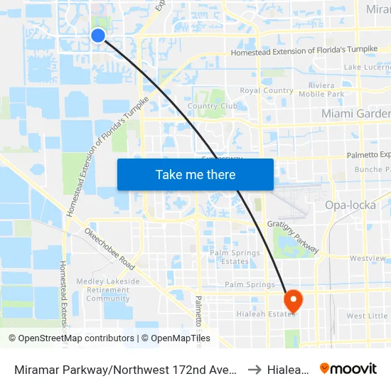 Miramar Parkway/Northwest 172nd Avenue - (Target) to Hialeah, FL map