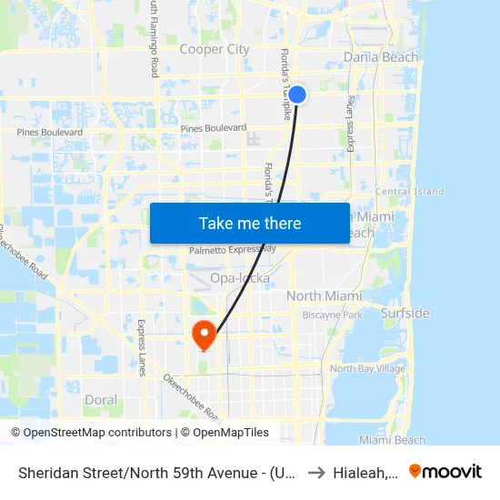 Sheridan Street/North 59th Avenue - (US 441) to Hialeah, FL map