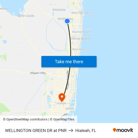 WELLINGTON GREEN DR at PNR to Hialeah, FL map