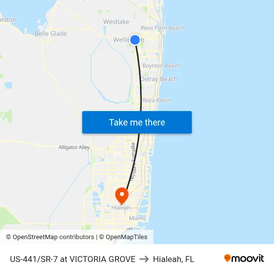 US-441/SR-7 at VICTORIA GROVE to Hialeah, FL map