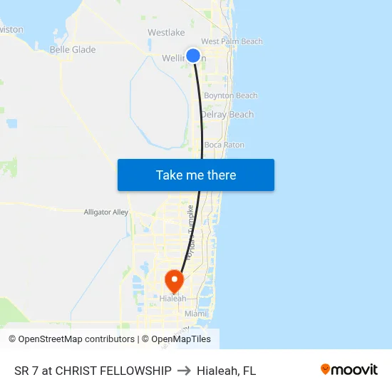 SR 7 at CHRIST FELLOWSHIP to Hialeah, FL map