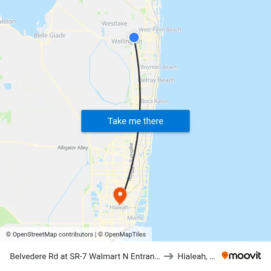 Belvedere Rd at SR-7 Walmart N Entrance to Hialeah, FL map