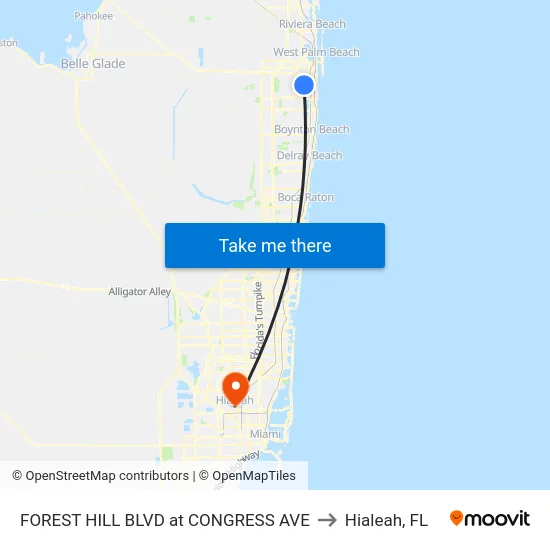 FOREST HILL BLVD at  CONGRESS AVE to Hialeah, FL map