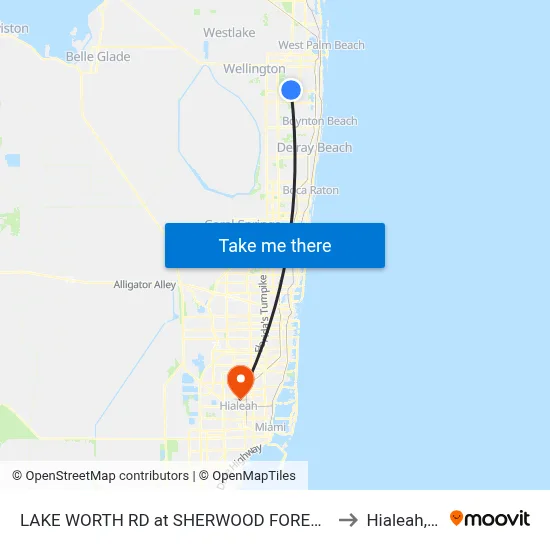 LAKE WORTH RD at SHERWOOD FOREST BLV to Hialeah, FL map