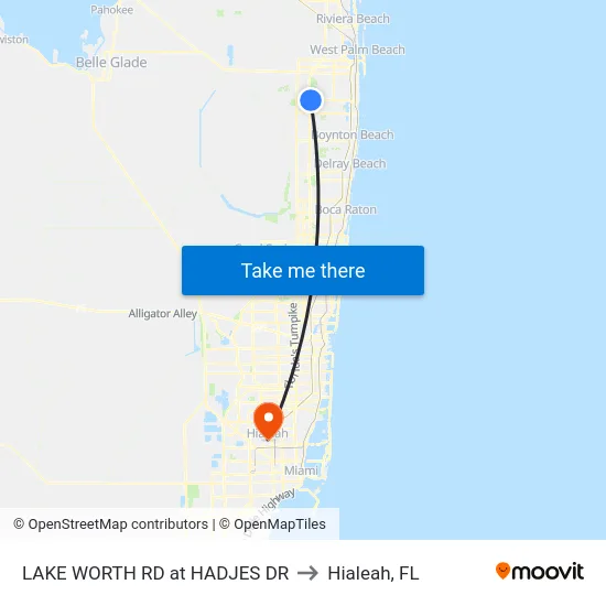 LAKE WORTH RD at HADJES DR to Hialeah, FL map