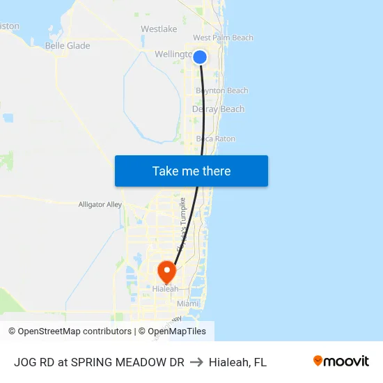 JOG RD at SPRING MEADOW DR to Hialeah, FL map