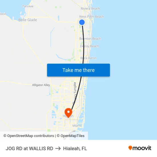 JOG RD at WALLIS RD to Hialeah, FL map