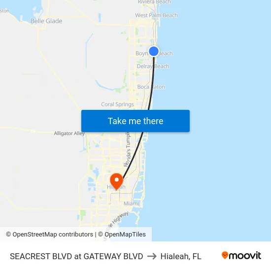 SEACREST BLVD at GATEWAY BLVD to Hialeah, FL map