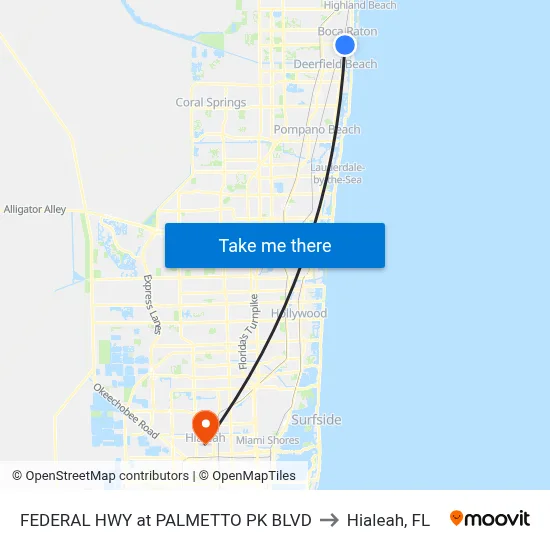 FEDERAL HWY at PALMETTO PK BLVD to Hialeah, FL map