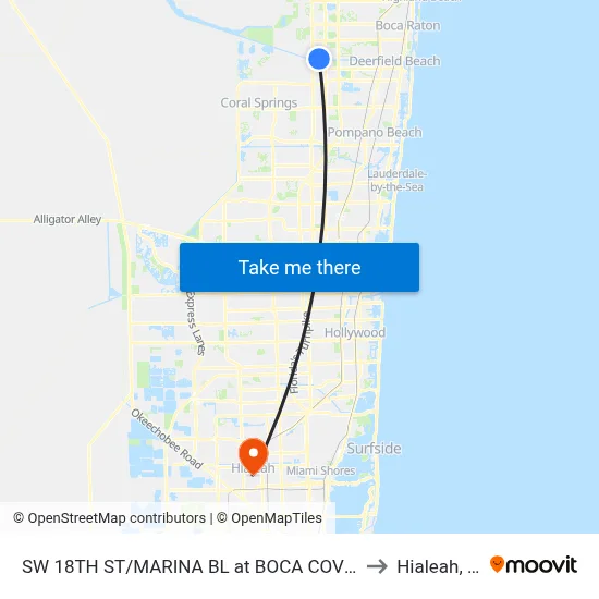 SW 18TH ST/MARINA BL at BOCA COVE CR to Hialeah, FL map