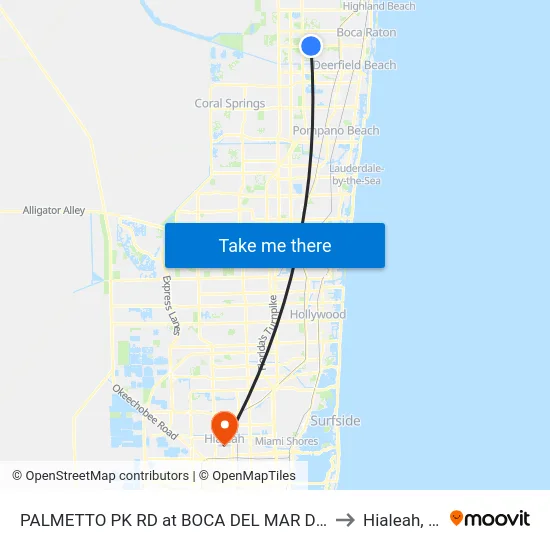 PALMETTO PK RD at  BOCA DEL MAR DR W to Hialeah, FL map