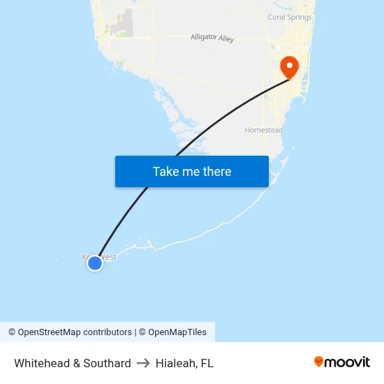 Whitehead & Southard to Hialeah, FL map