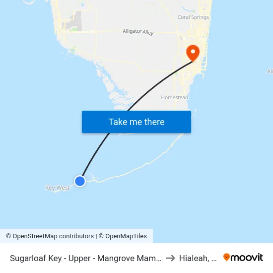 Sugarloaf Key - Upper - Mangrove Mama's to Hialeah, FL map