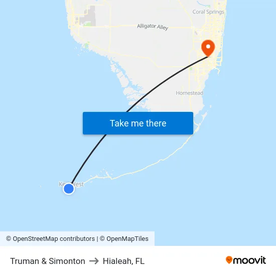 Truman & Simonton to Hialeah, FL map