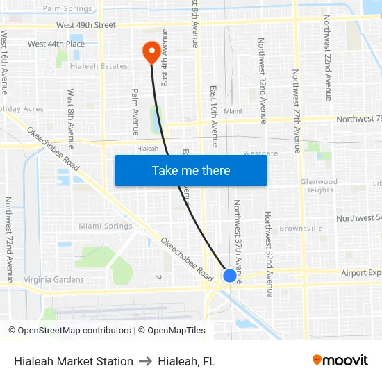 Hialeah Market Station to Hialeah, FL map