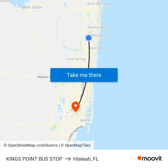 KINGS POINT BUS STOP to Hialeah, FL map