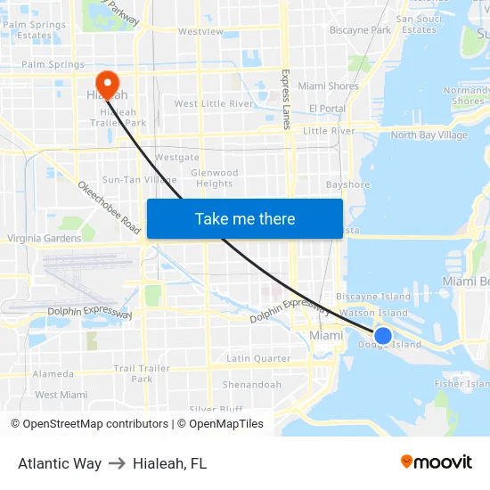 Atlantic Way to Hialeah, FL map