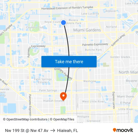 Nw 199 St @ Nw 47 Av to Hialeah, FL map