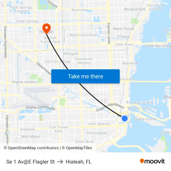 Se 1 Av@E Flagler St to Hialeah, FL map
