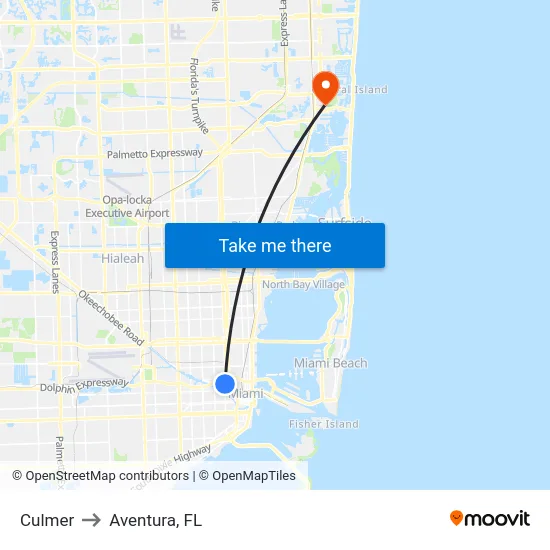 Culmer to Aventura, FL map