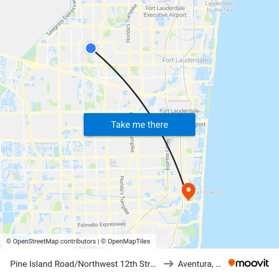Pine Island Road/Northwest 12th Street to Aventura, FL map